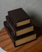 SET LIBROS PIEL CAFÉ CON HEBILLAS